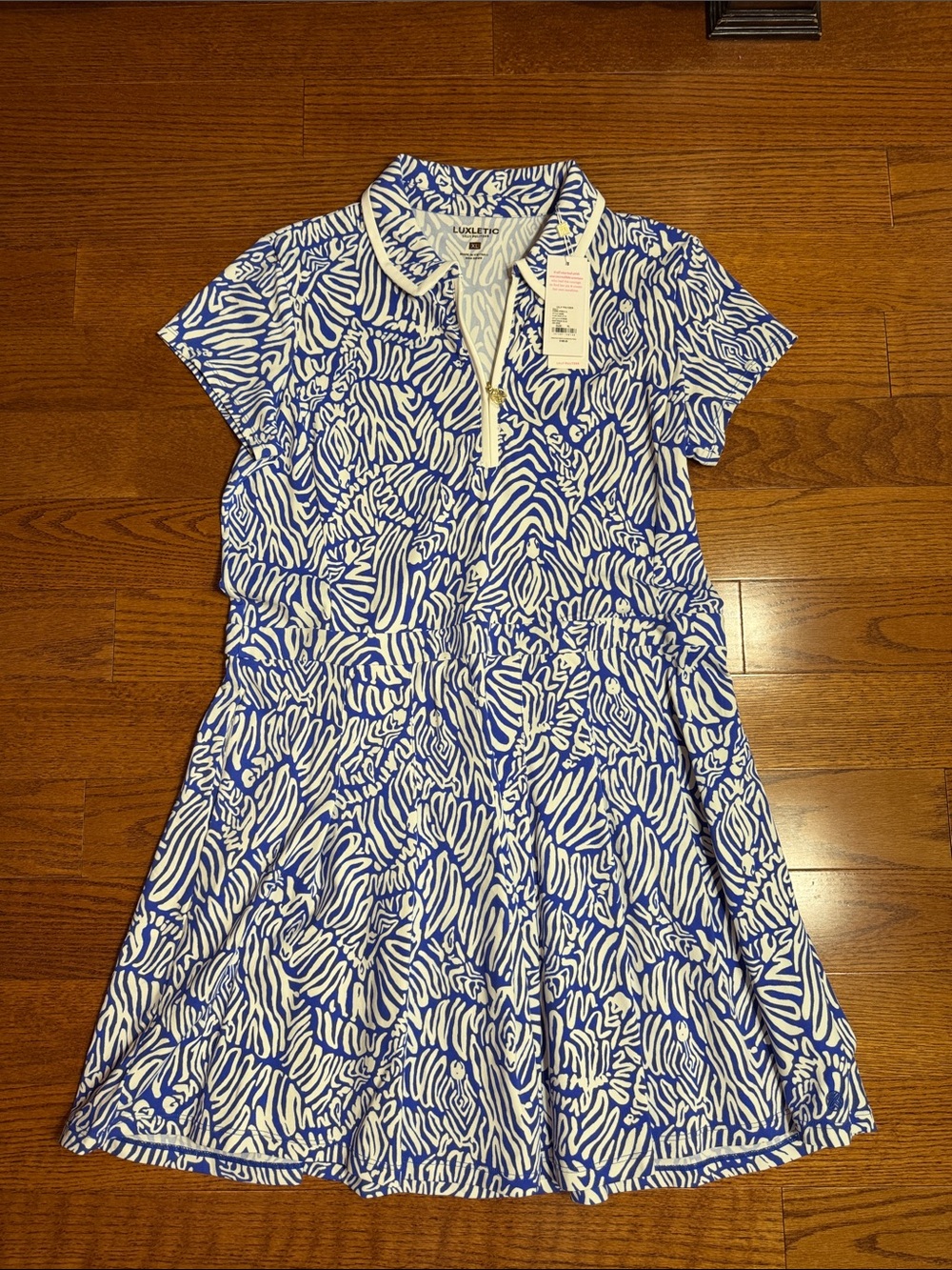 Lilly Pulitzer XL Alona Dress UPF 50+ Zee Bebe Martinique Blue Athletic Dress